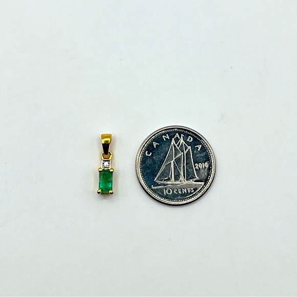 Natural Emerald Gold Plated Emerald Cut Pendant - Picture 5 of 5